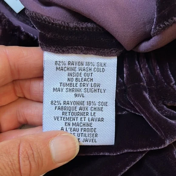 Eileen Fisher Purple Rayon/Silk Velvet Pants - Picture 7 of 7